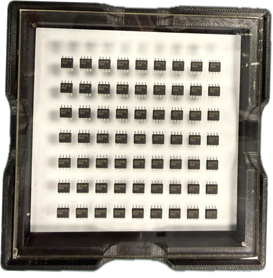 SOIC-8 components after solder paste reflow