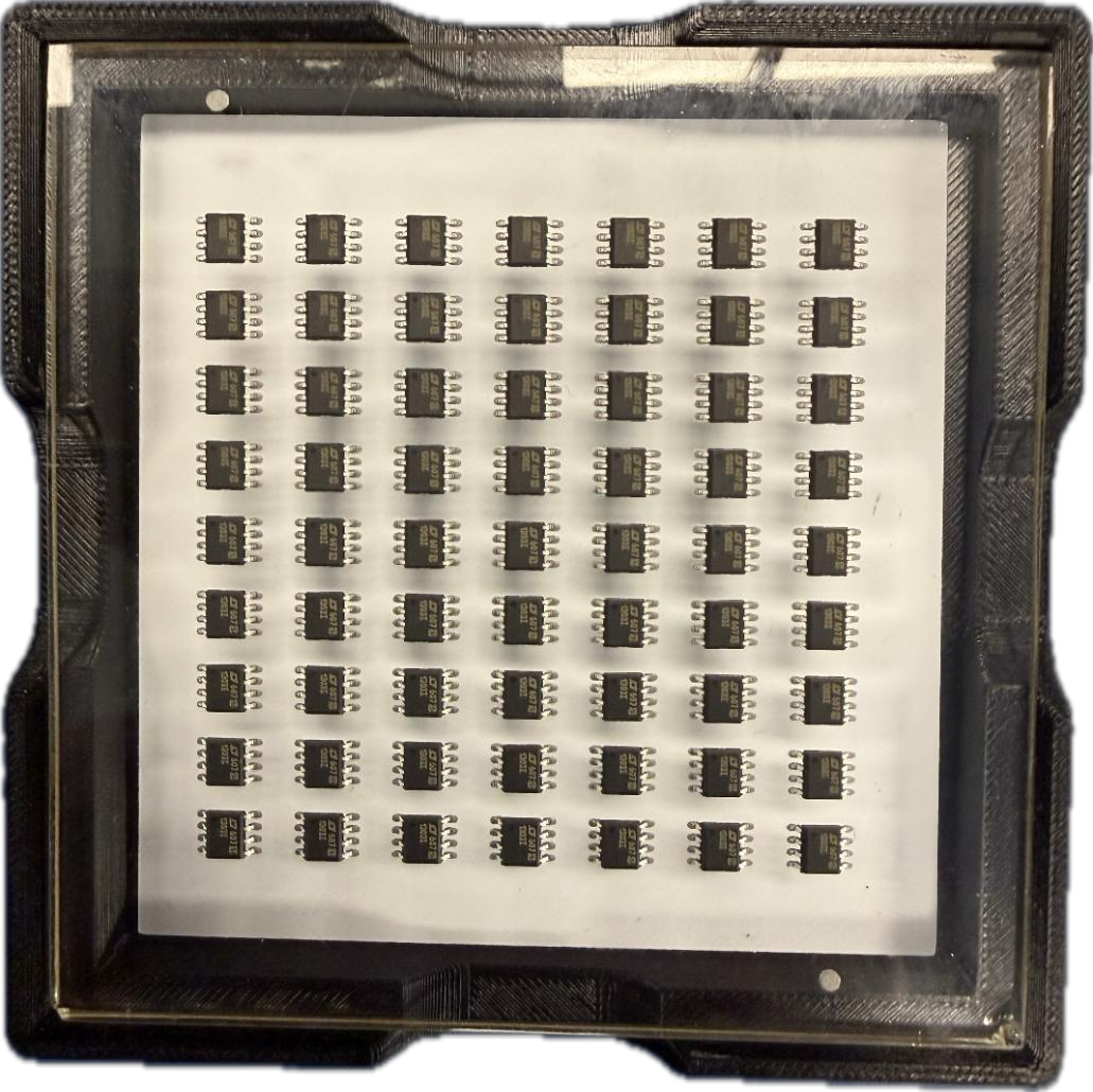 SOIC-8 components placed on wet solder paste before reflow